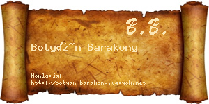 Botyán Barakony névjegykártya